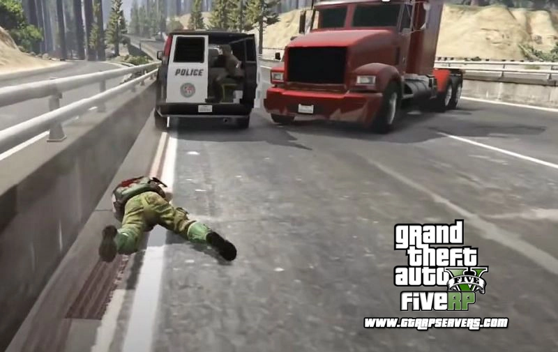 An example of a player getting hit by a car